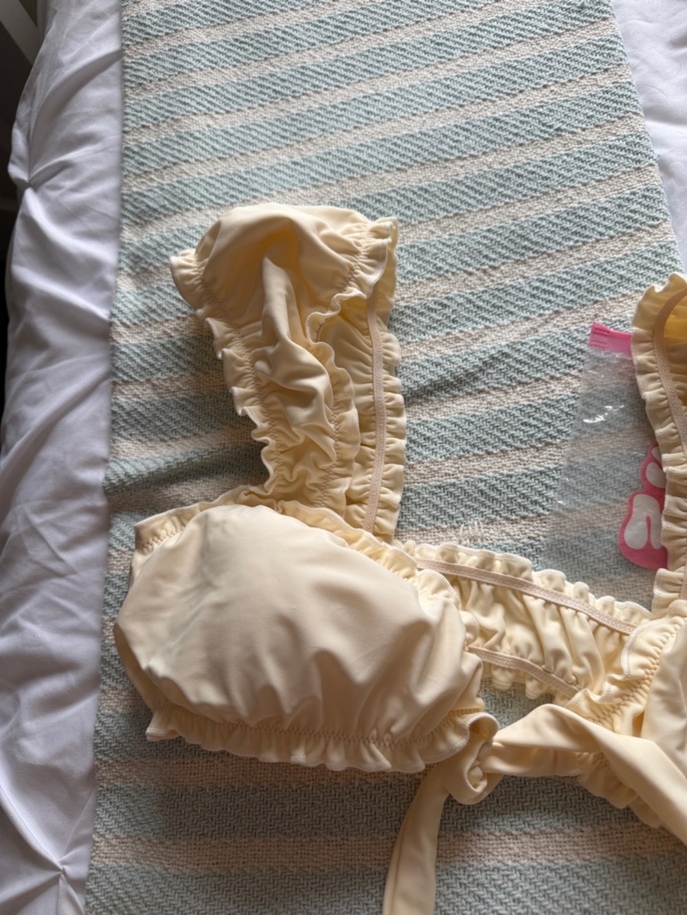 Strawberry Milk Mob Cream Ruffled Bikini Set - Picture 8 of 10